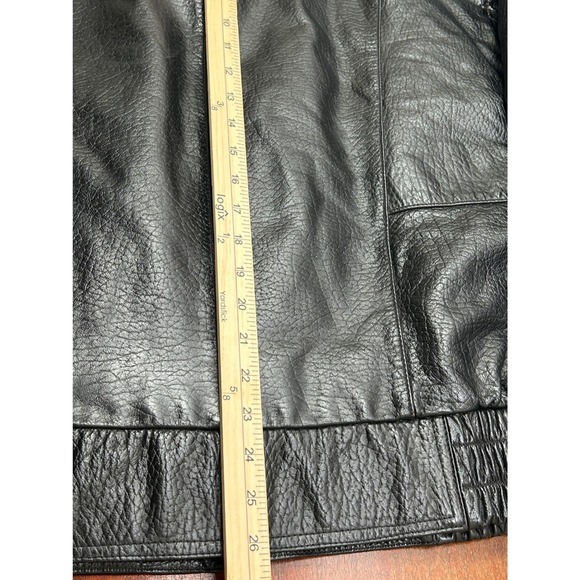 Rodeo Drive Leather Bomber Jacket Mens 46 Black Heavyweight YKK Rugged Luxury - Picture 13 of 13